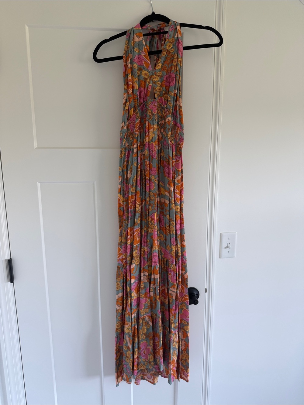 Sleeveless Floral Maxi Dress in Pink & Orange